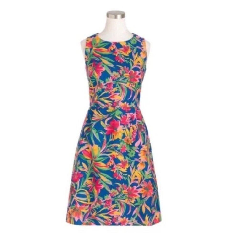 J Crew Floral Shift Dress ($118) Size 2 Tropical‎ Floral Resort Palm Leaf Preppy